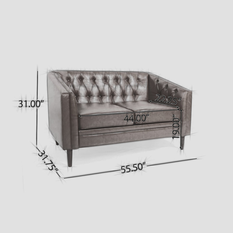 Elegant Diamond-Stitched Button-Tufted Loveseat with Birch Wood Legs, for Contemporary and Mid-Century Modern Interiors.