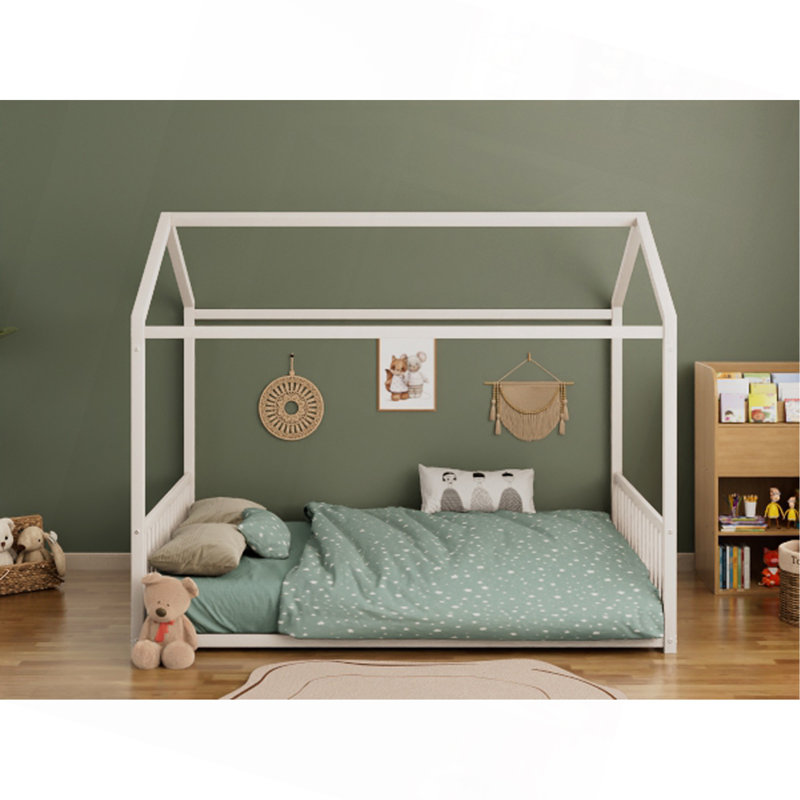 Structure de lit Montessori, Blanc, Lit double