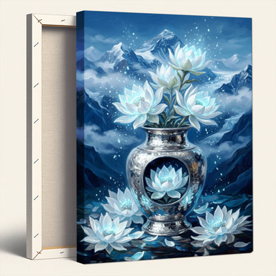 Blue Lotus Canvas Wall Art Set Of 1