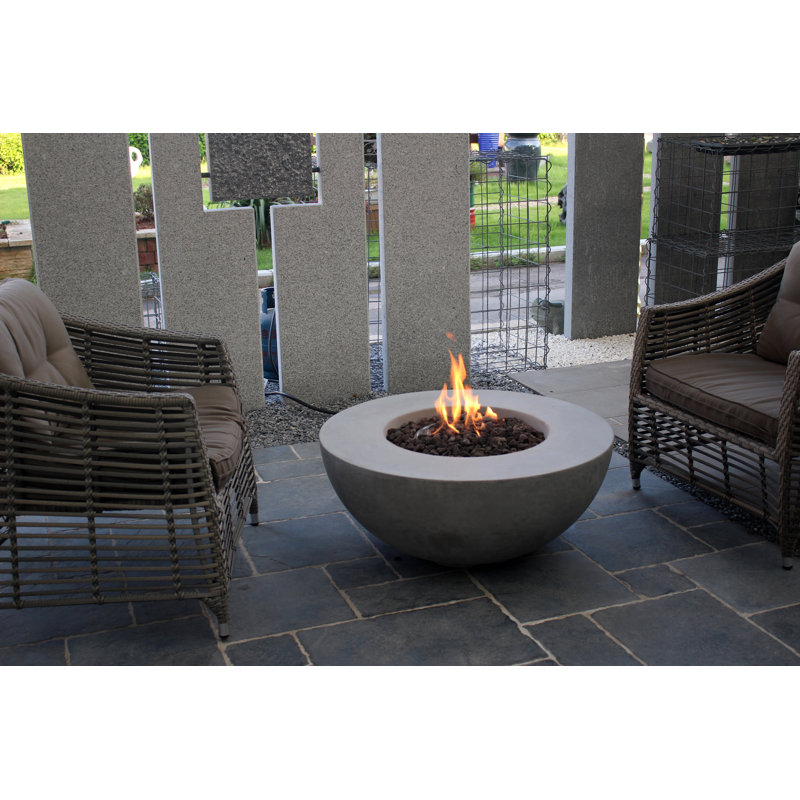 Roca 34" Round Outdoor Fire Pit Bowl, Natural Gas