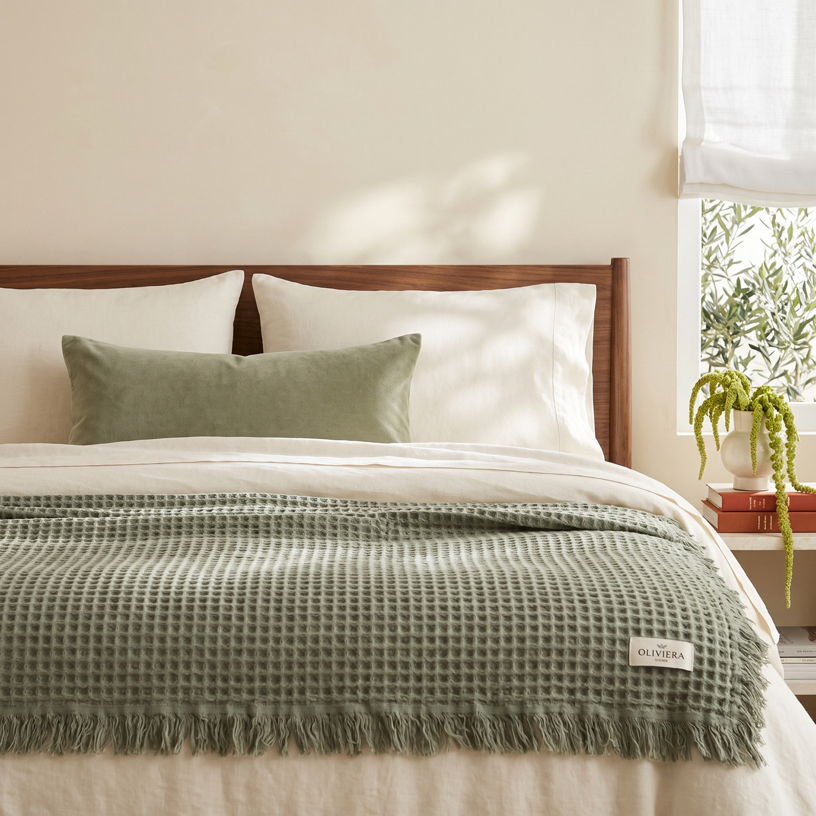 Turkish Cotton Coverlet Set, Sage Green - King