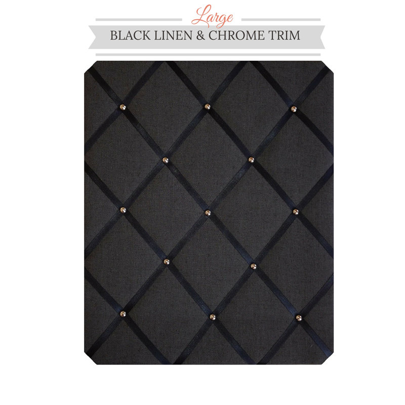 Fabric Covered, 48cm H x 40cm W, Black/Chrome