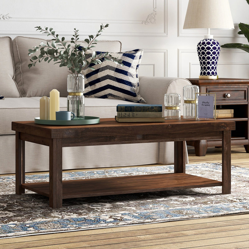 Table basse Brixham 48 po, aucun assemblage requis, finition deux tons, Brun foncé / bronze foncé