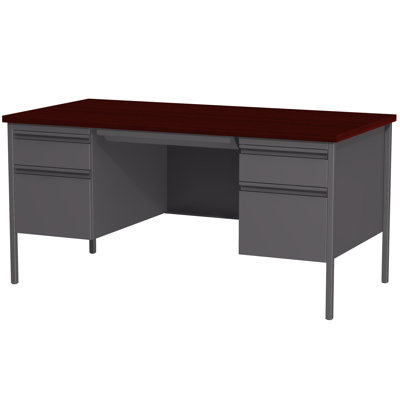 Double Pedestal Office Desk with Centre Drawer for Home, Office, or School