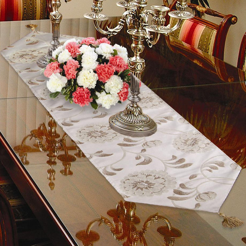 Byadbo Floral Table Runner, 70" L x 13" W, Beige