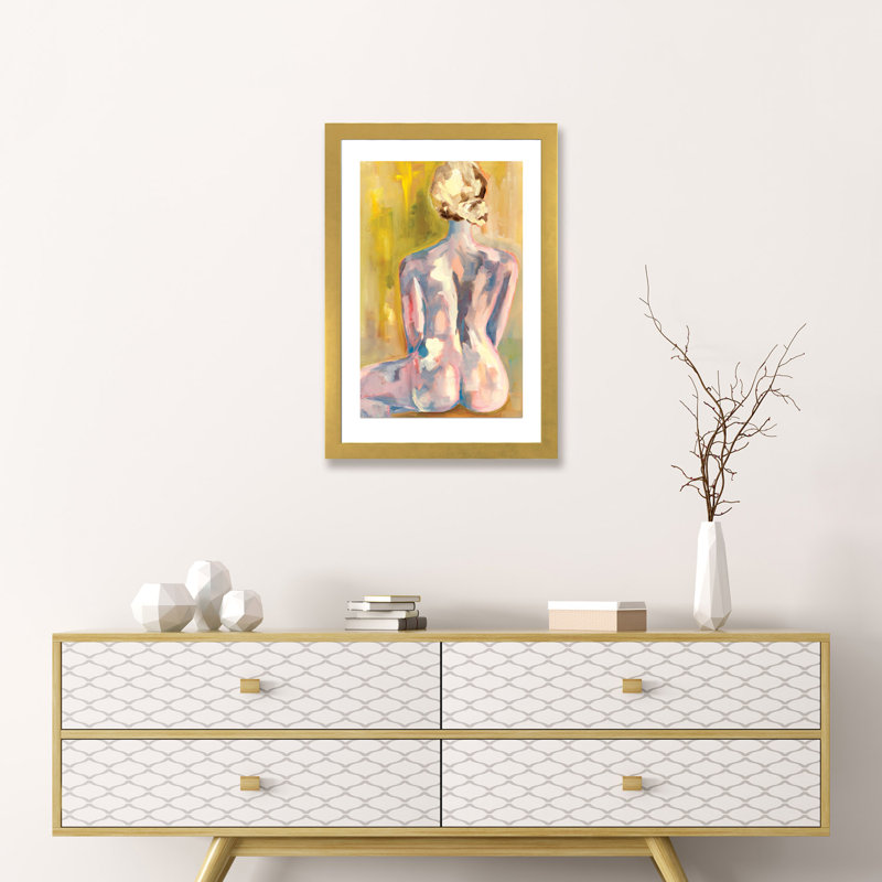 " Nude III " by Meredith Steele, 24" H x 16" W x 1" D, Gold Framed Fine Art Paper