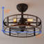 Ventilateur de plafond en cage Farmhouse avec lumière, ventilateur de plafond encastré à profil bas en or brossé 20 po, ventilateur de cage fermé E26 à 4 lumières avec télécommande, moteur à courant continu réversible à 6 vitesses pour le salon de la cuisine de la chambre à coucher