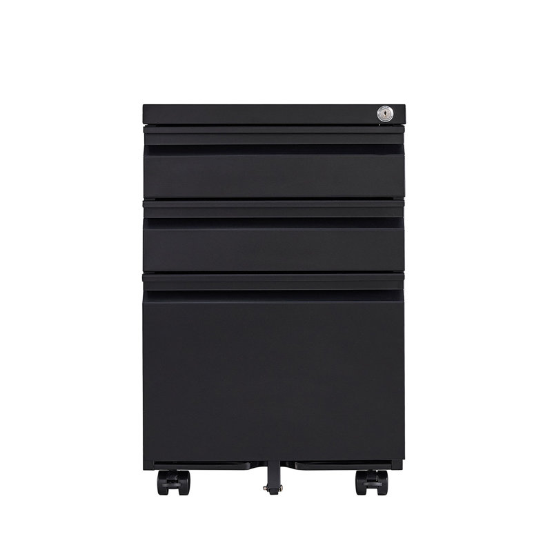 [Installation Required] 3-Drawer Mobile Filing Cabinet With Lock, Office Storage Filing Cabinet Of Legal/Letter Size, Metal Filing Cabinet To Be Installation Required