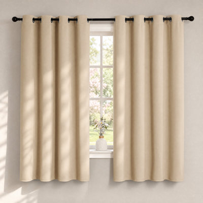 NICETOWN Bedroom Room Darkening Curtains Triple Weave Microfiber Grommet Top Thermal Insulated Solid Room Darkening Panels/Drapes for Living Room, 2 Panels.