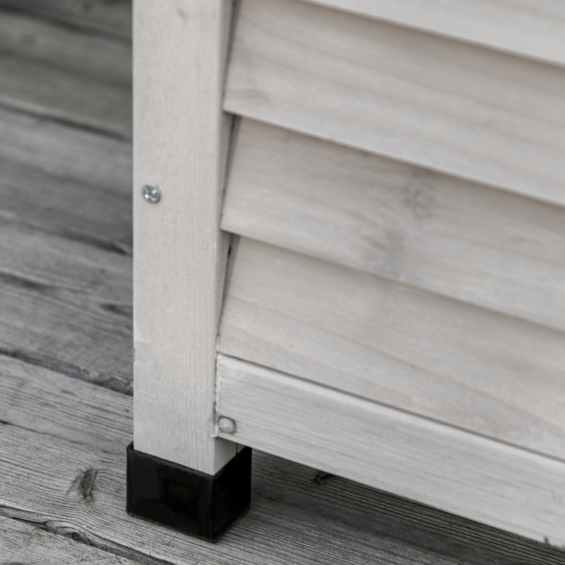 Coffre de jardin en bois gris 75 gallons - Contenant de rangement avec espace de ventilation et ouverture extérieure pour une durabilité accrue