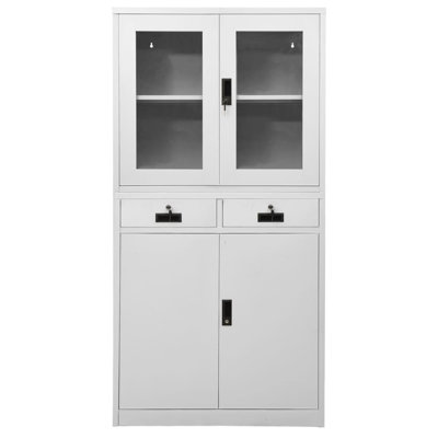 Filing Cabinet Storage Cabinet for Office Steel and Tempered Glass by Inbox Zero