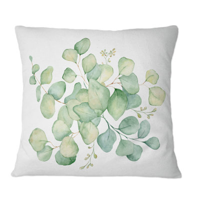 Bouquet d'eucalyptus vert sur fond blanc - imprimé traditionnel