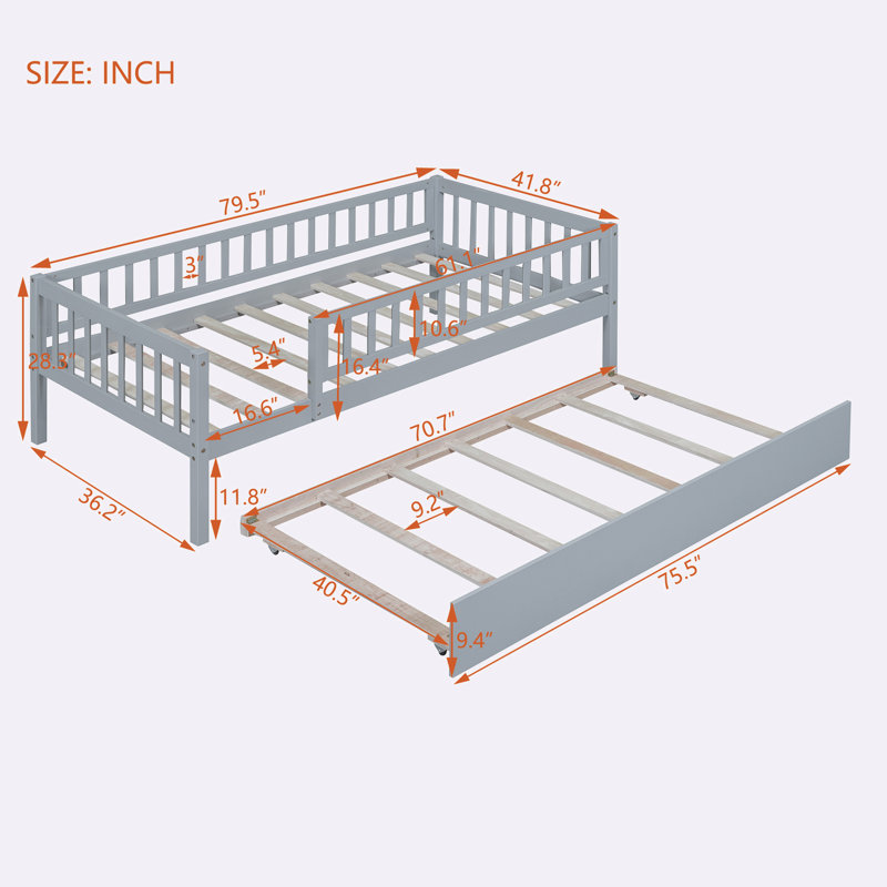 Gaitane Daybed, Gray, Full