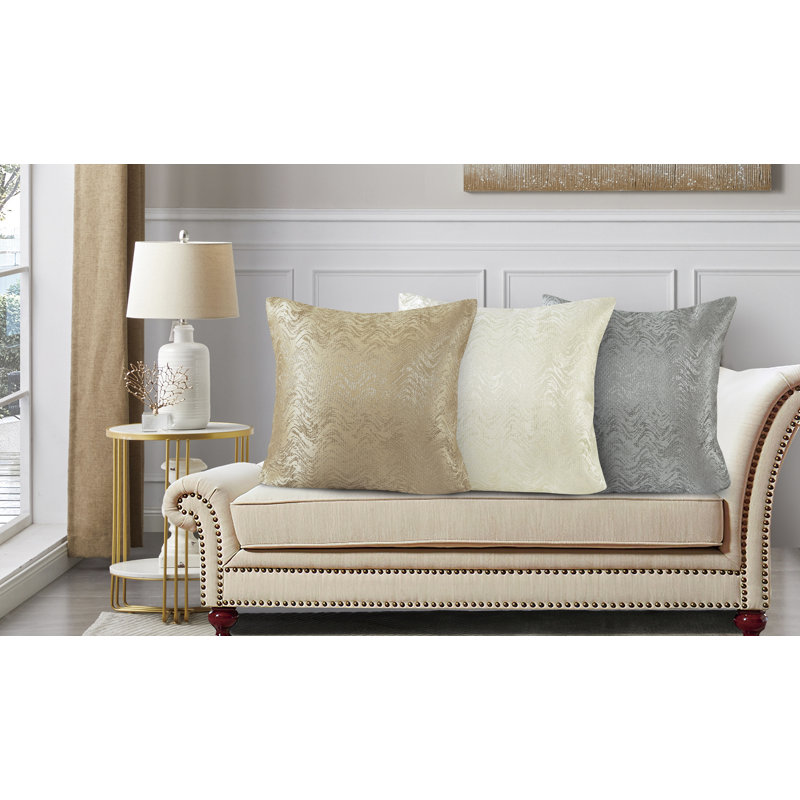 Silver Chevron Pattern 18" Square Polyester Throw Pillow