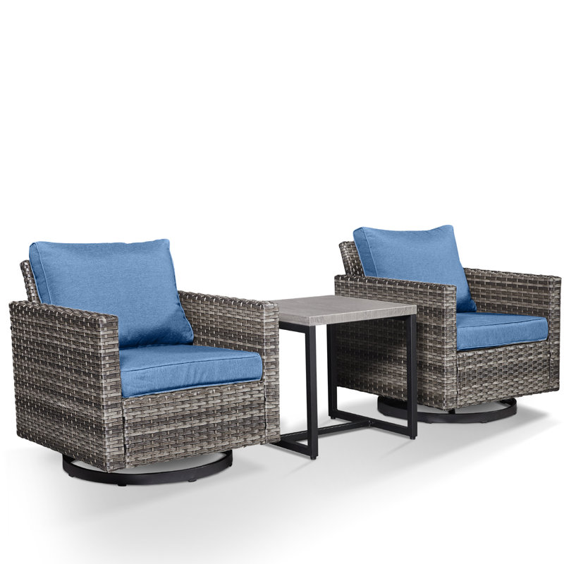 Ensemble de conversation d'extérieur 2 personnes avec coussins Aundra, Blue, Gris