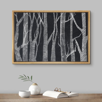 «Dark Grey Trunks Of Birch Trees Abstract Farmhouse Rustic Nature Modern Art Cozy Decor», reproduction d'art sur toile