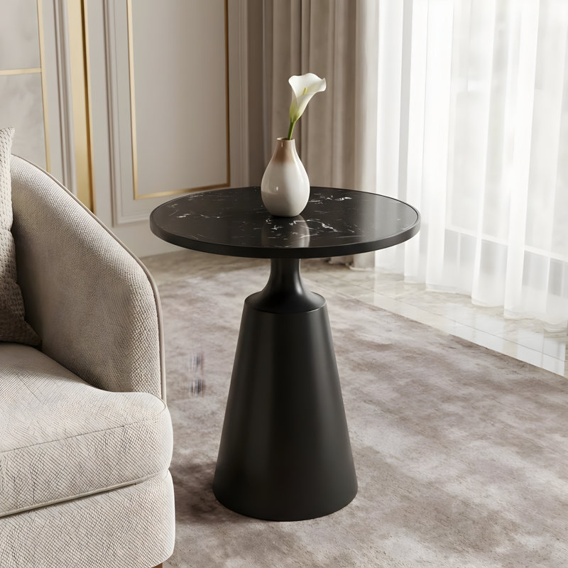 Assembly-free End Tables, 20 Inch Iron And Marble Look, Modern Home
