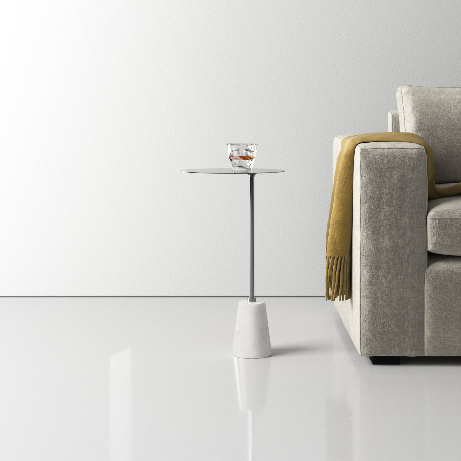Churchill 8" End Table, Silver/Gray, White