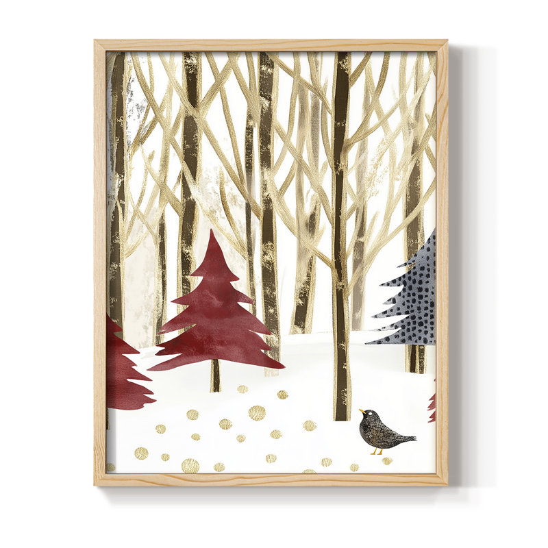 Christmas Holiday Art CDVII, reproduction d'art encadrée - bois massif, Naturel, H 21 po x l 17 po