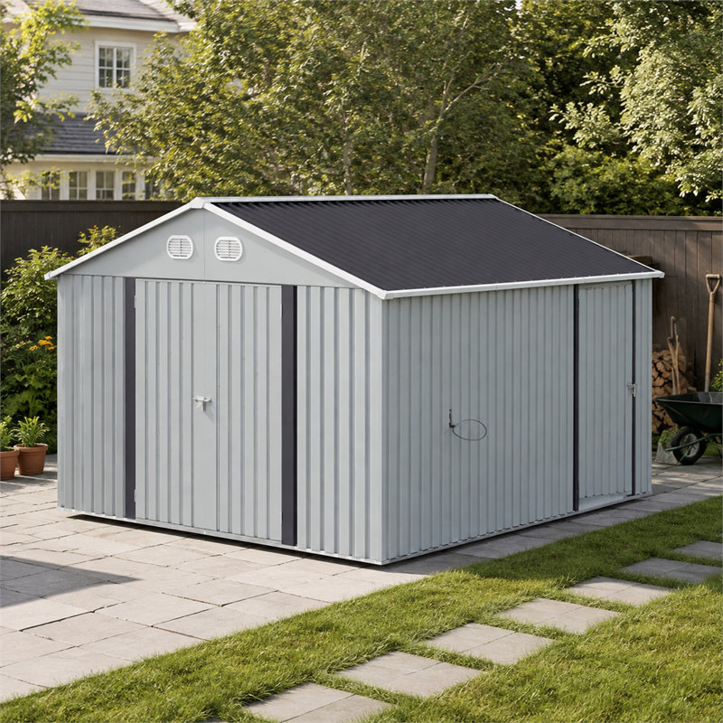 Large Metal Double Door Shed