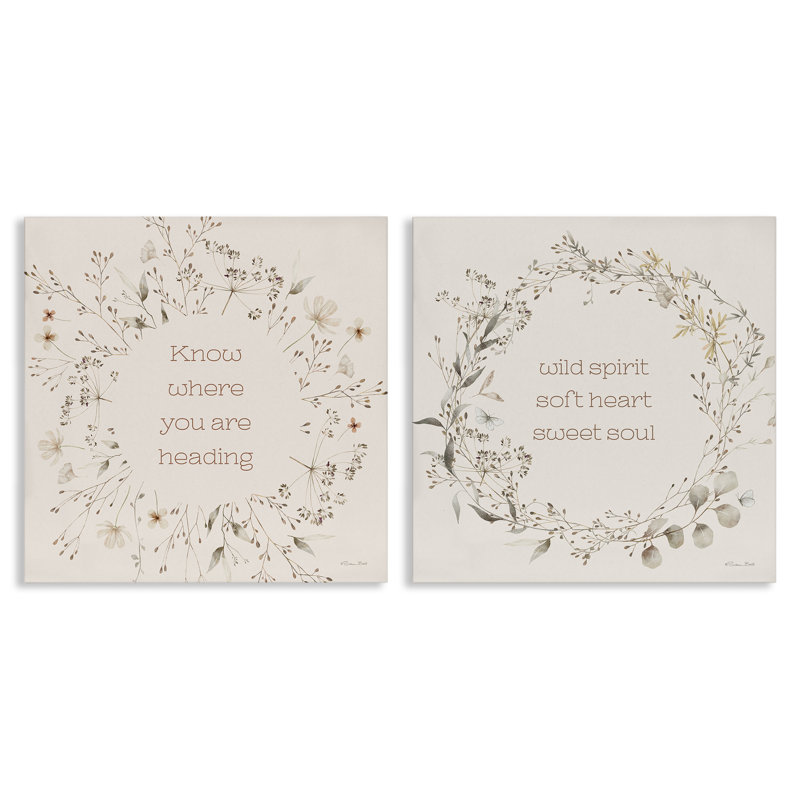 Ensemble de 2 toiles inspirantes de couronnes douces avec phrases, design par Susan Ball, H 17 po x l 17 po