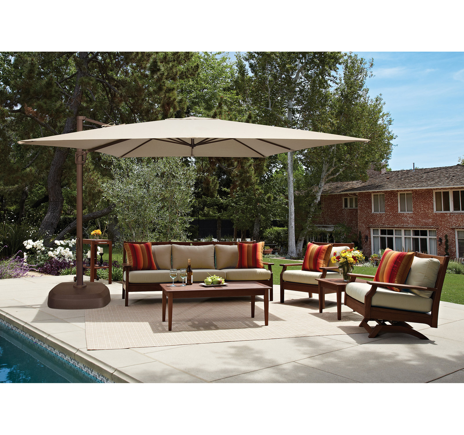 Darel 10' Cantilever Umbrella, Antique Beige Sunbrella® Canvas, Bronze