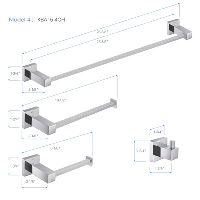Cubic 5 - Piece Bathroom Hardware Set