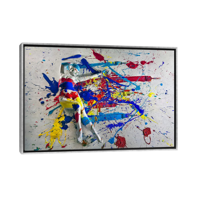 " Life " by Reyna Noriega, Silver Framed Canvas, No Mat, 18" H x 26" W x 1.5" D