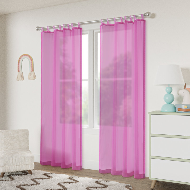 Voile Decorative Tab Top Curtain Pair, 52" W x 84" L, Pink