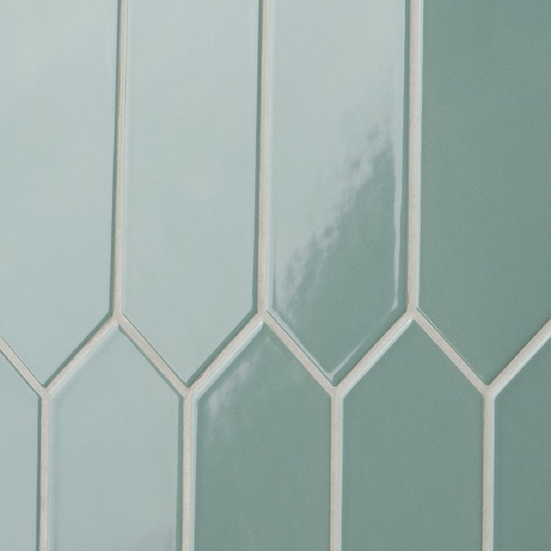 Lois 2.6" x 13" Ceramic Elongated Hexagon Picket Wall Tile, Jade