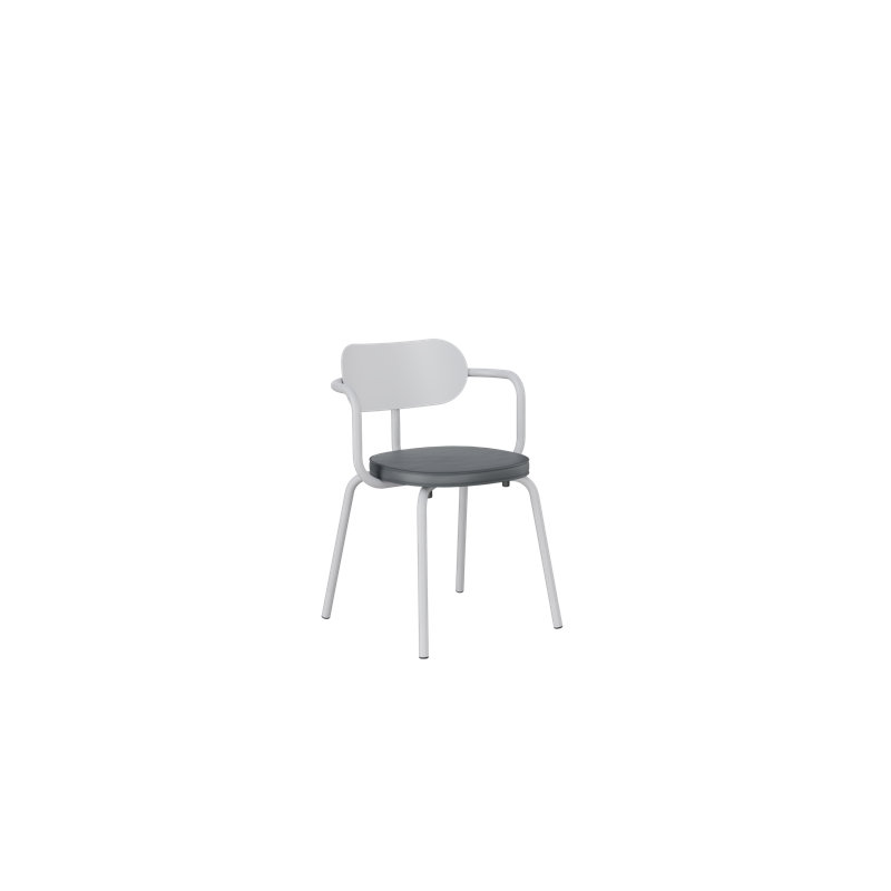 Khylia 18.1'' H Upholstered Metal Armchair, Gray, White Aluminium