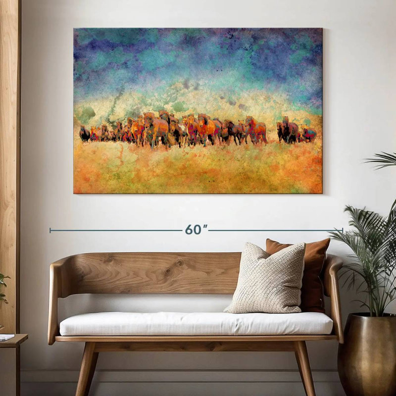 Troupeau de ronce de chevaux, H 34 po x l 51 po