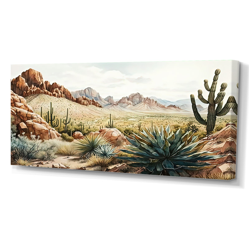 Arizona Desert IV - art mural occidental, Toile tendue, H 28 po x l 60 po x P 1,5 po