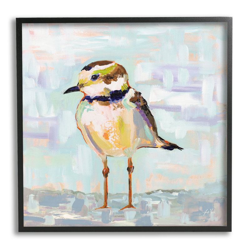 «Coastal Plover Patchwork Abstract» par Jeanette Vertentes - Peinture sur bois, H 24 po x l 24 po x P 1,5 po