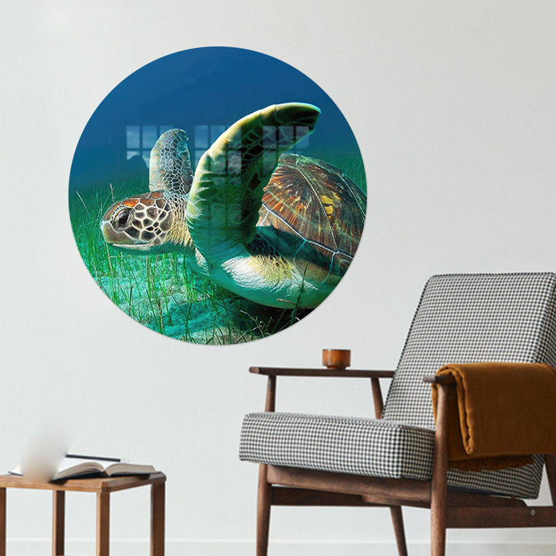 Art mural en verre de tortue tropicale parfait pour Halloween et décoration moderne avec grand design en verre trempé tendance