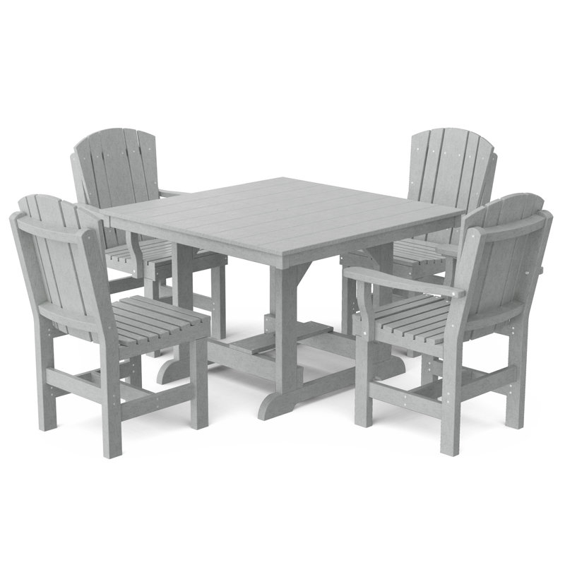 Heritage 5-Piece 44" x 44" Dining Set, Light Gray
