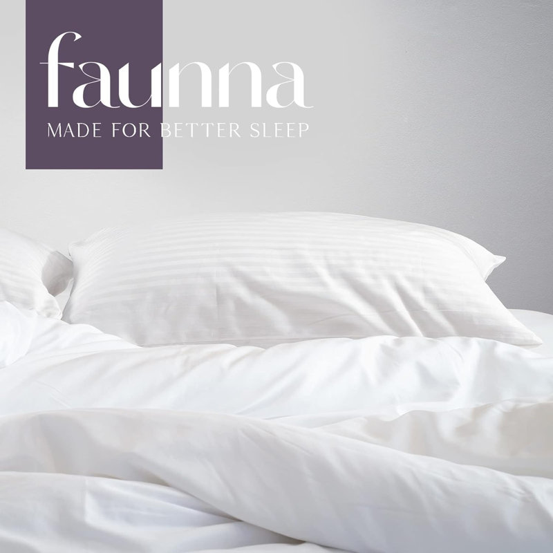 FAUNNA 2 Pack Zippered Pillow Protectors - Soft Sateen Long Staple Cotton, Quiet & Breathable, King Pillow Case