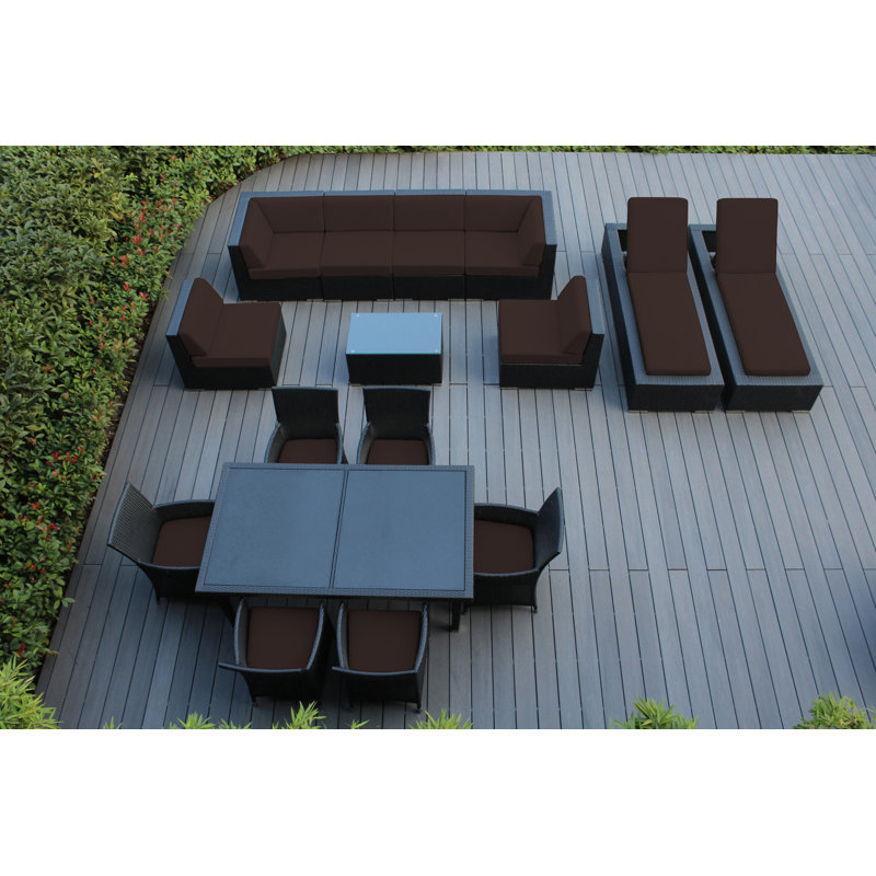 Pavior 14 - Person Patio Conversation Set with Cushions, Polyester Brown, Black Sunbrella®
