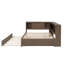 Lit de jour en bois pleine grandeur avec tablettes de rangement, charge USB, éclairage à DEL et lit gigogne pour un confort et une fonctionnalité améliorés-752737096