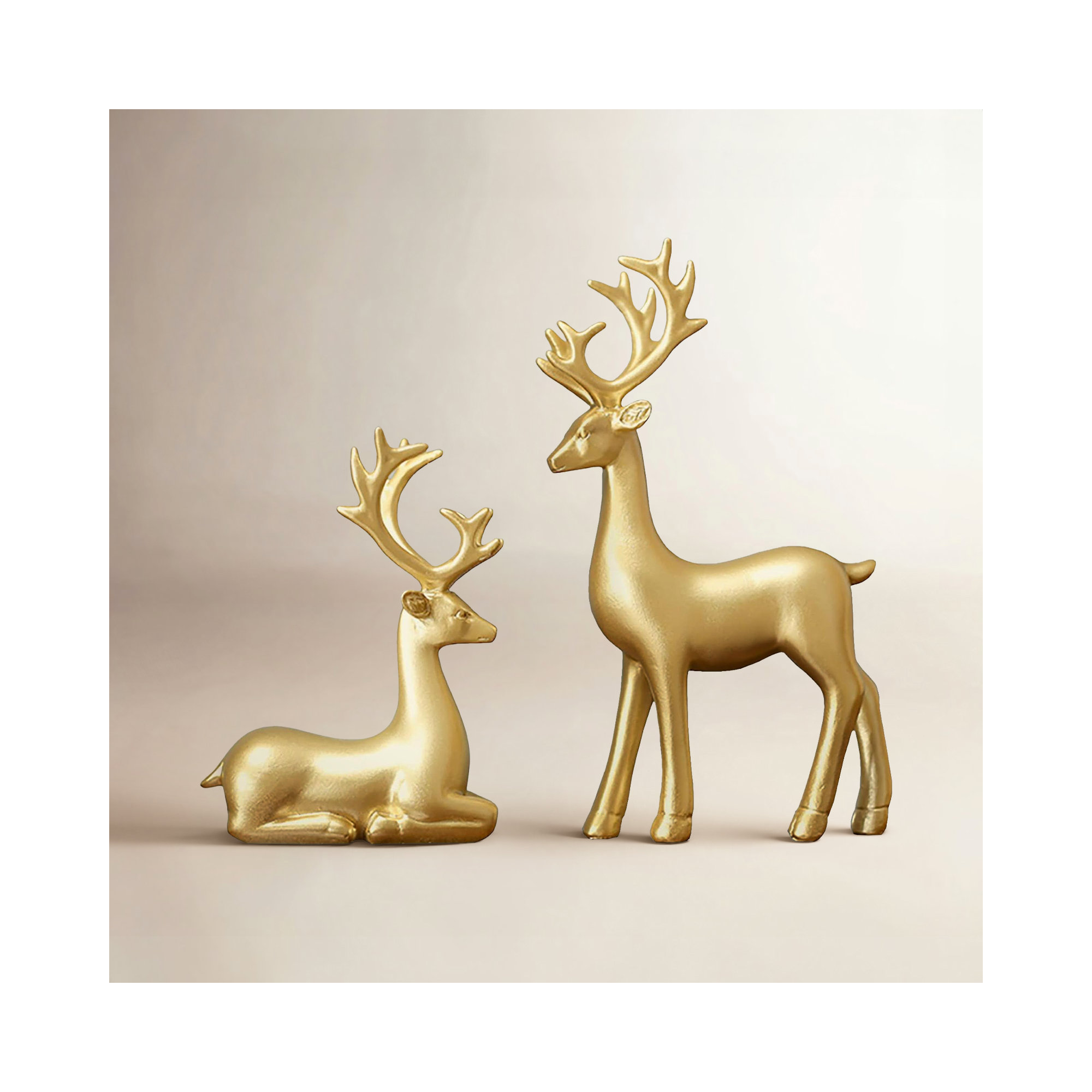 Resin Christmas Reindeer 2pcs Christmas Home Decor Statues