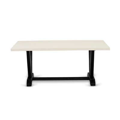 Ensemble 9 pièces avec une grande table de salle à manger Jacobean patinée et 8 chaises de salle à manger noires brossées avec têtes de clou et dossier courbé, finition noire brossée