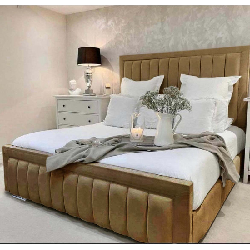 Alondrea Upholstered Panel Bed , Beige, Super King (6')