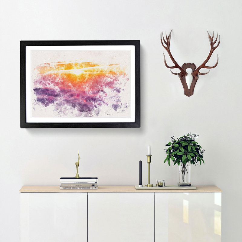 Sunrise over Bali - Picture Frame Graphic Art Print, 45cm H x 63cm W x 2cm D, Black Framed