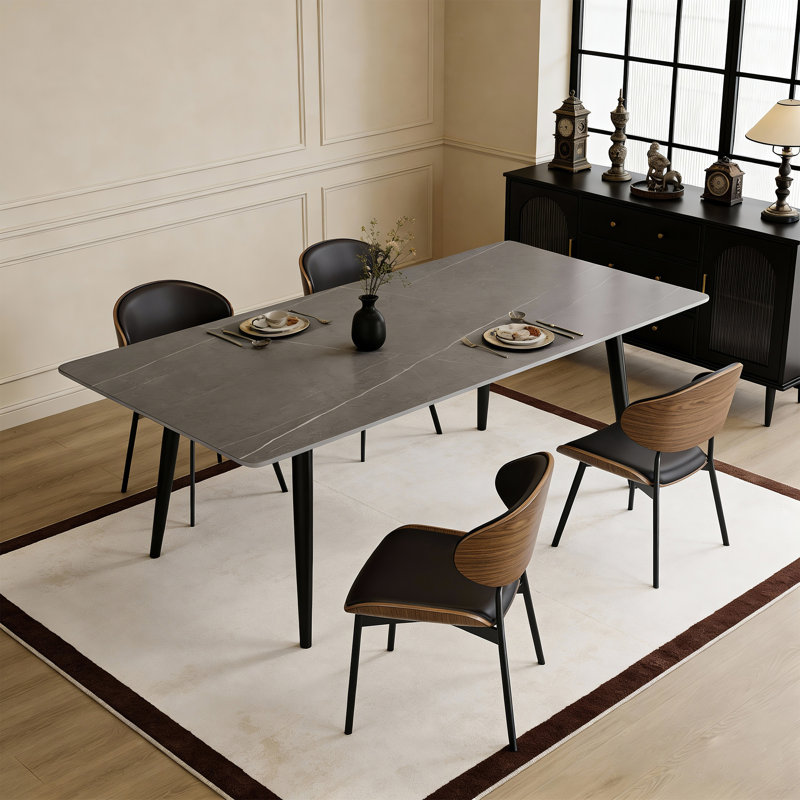 Metal Base Dining Table, Grey, 75 cm x 120 cm x 70 cm