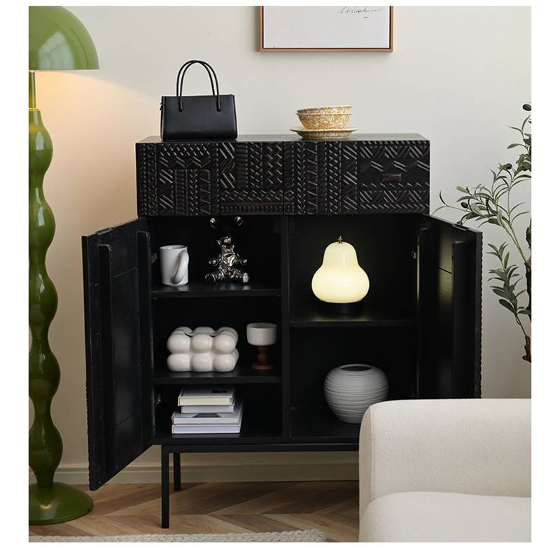 Minimalist Retro Carved Accent Cabinet Accent Cabinet
