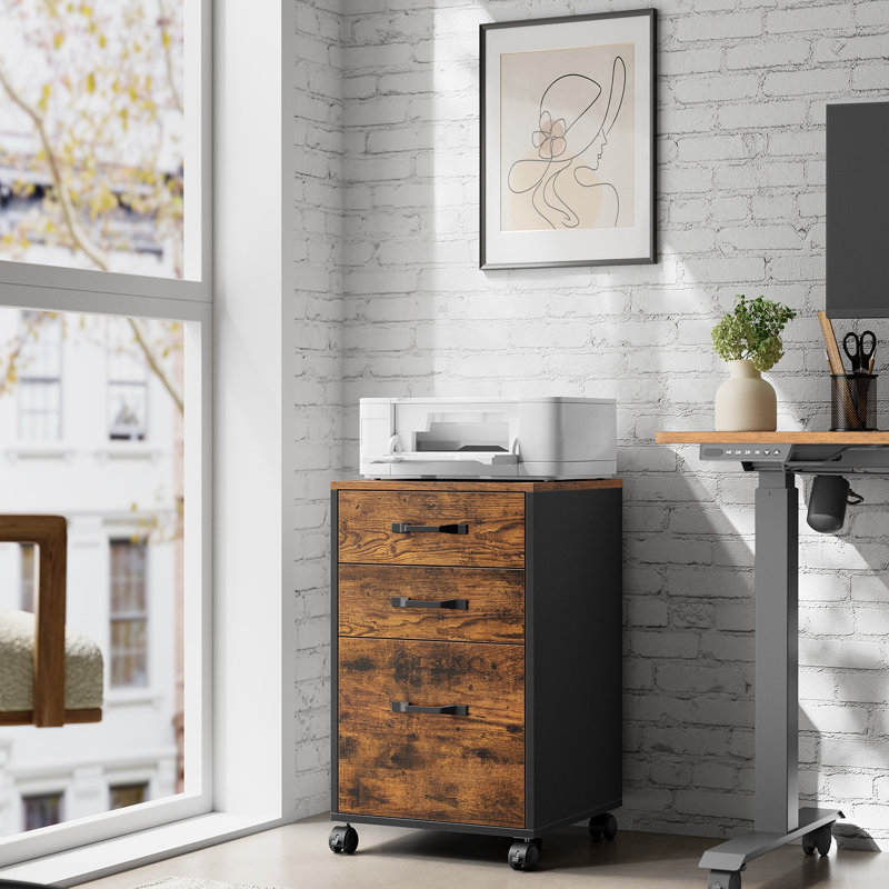 3 Drawers Filing Cabinet, Brown
