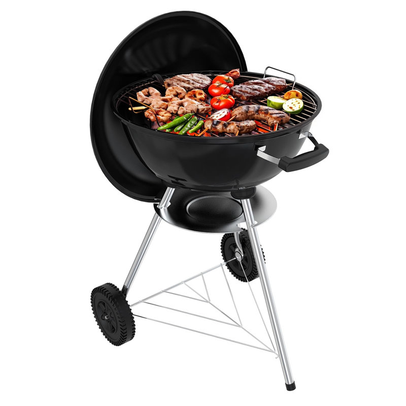Barbecue au charbon de bois, grilles de barbecue portatives, cadeau de barbecue, durable et facile à assembler, barbecue rond (noir)