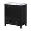 Meuble-lavabo 30 po avec lavabo, armoire multifonctionnelle avec portes et tiroir, cadre solide et panneau de fibres à densité moyenne, noir-121294608