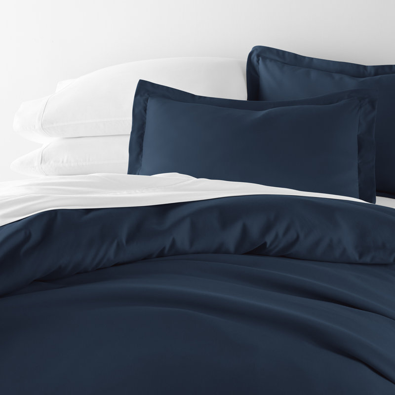 Super Soft Microfiber Duvet Cover Set, Navy, Queen Duvet Cover + 2 Shams