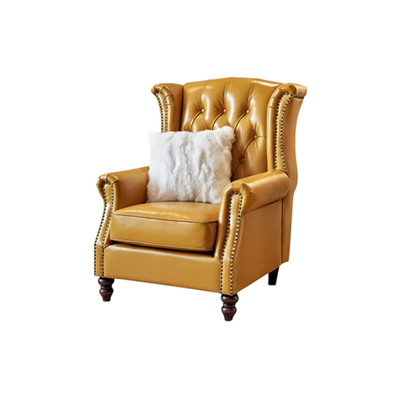 Fauteuil de style européen pasteur 33,4 po, Cuir jaune citron